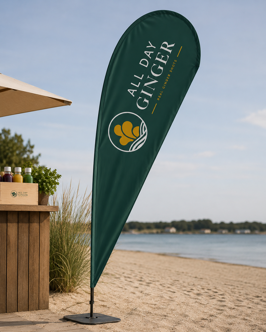 All Day Ginger — beach flag mockup